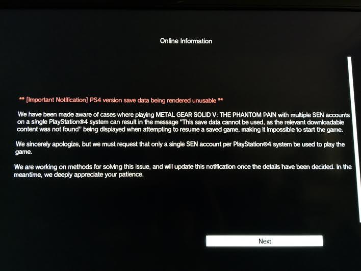 Save File Issue Metal Gear Solid V The Phantom Pain