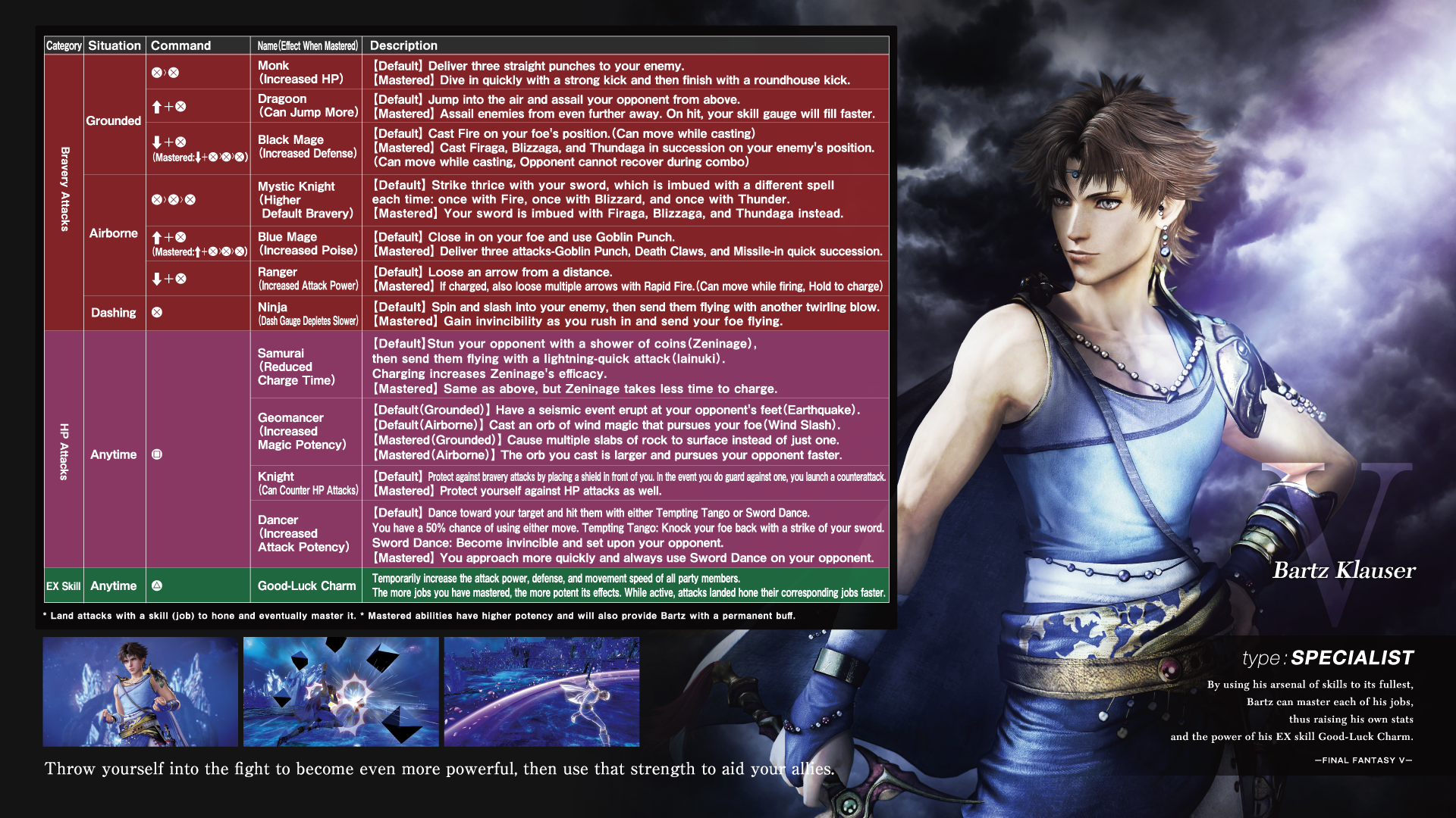 Dissidia Final Fantasy NT Character Move List