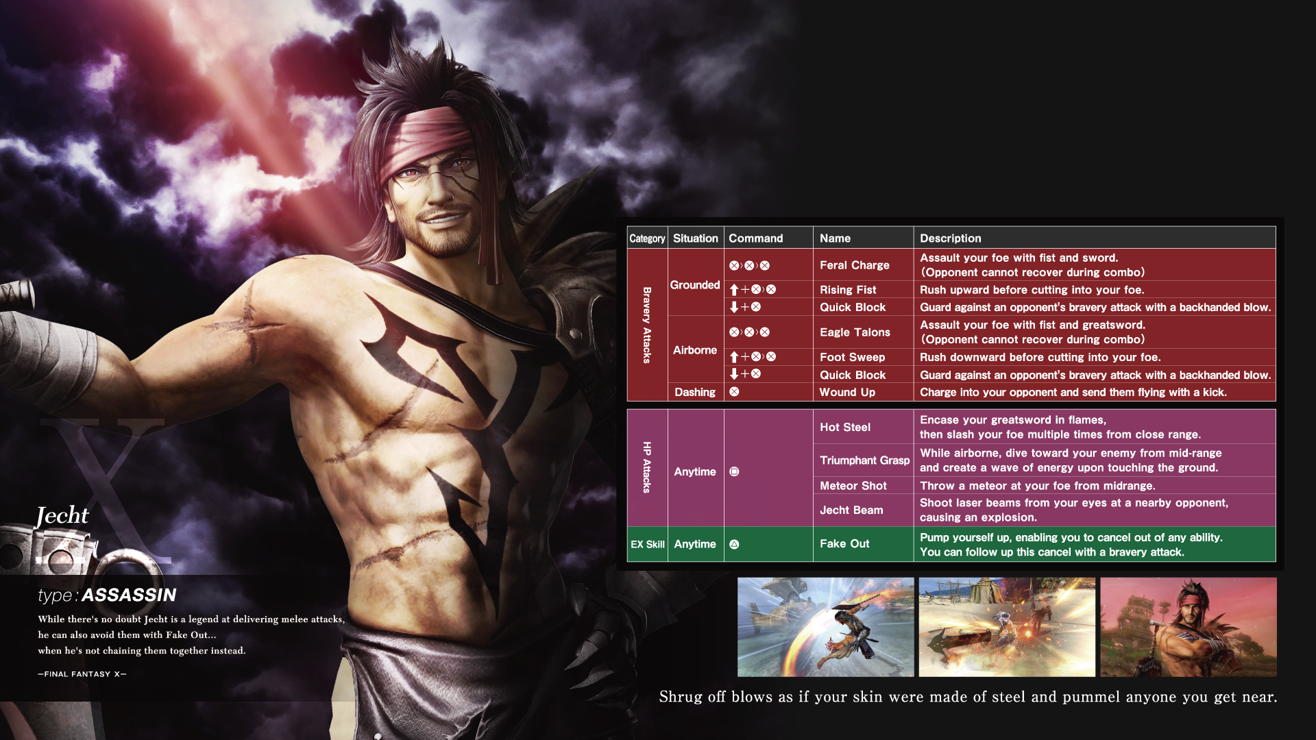 Dissidia Final Fantasy NT Character Move List