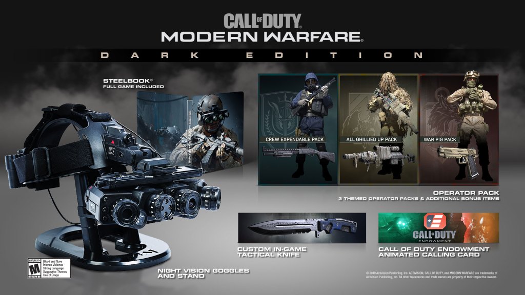 Call of Duty Modern Warfare Dark Edition Includes Night Vision Goggles