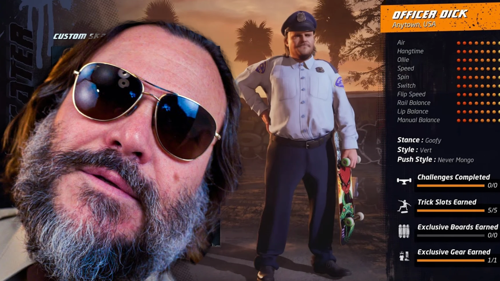 Jack black officer dick tony hawks pro skater 1 and 2 secret characters