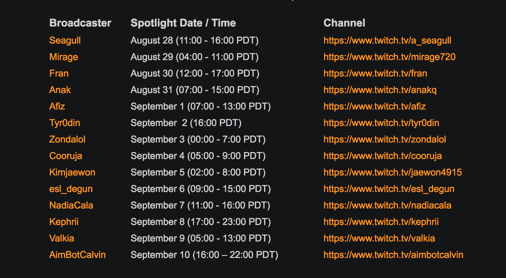 D.Va's Nano Cola Challenge Twitch Schedule